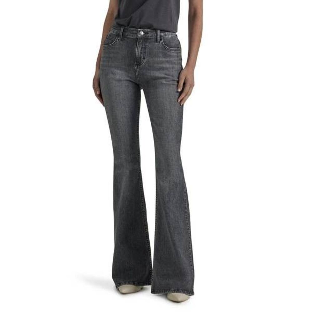 Lee Legendary Style Flare Leg Jeans Womens 10 Short Gray Stretch NEW